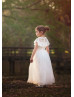 Ivory Dotted Lace Tulle Flower Girl Dress